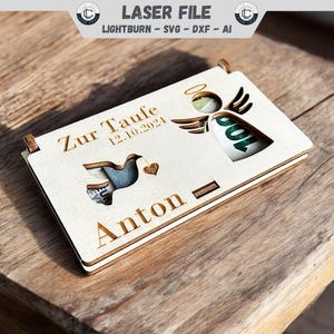 Coffret cadeau de baptême en argent découpé au laser pour naissance ou bébé