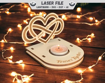Laser Cut File Valentinstag Geschenk Personalisiert Unendlichkeitszeichen Herz Valentinstaggeschenk SVG Laserdatei DXF Sofortiger Download