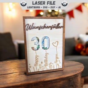 Arquivo a laser Dinheiro Presente Aniversário Feliz Aniversário Arquivo a laser Download digital SVG DXF Glowfrge Ready File