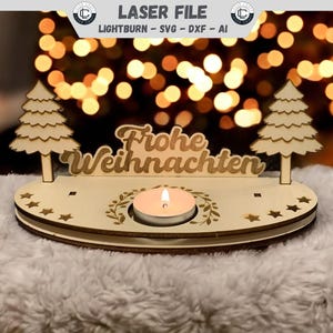 クリスマス レーザー ファイル クリスマス ティーライト ホルダー ファイル キャンドル ホルダー クリスマス SVG Glowforge 木製キャンドル ホルダー DXF Ai デジタル ファイル