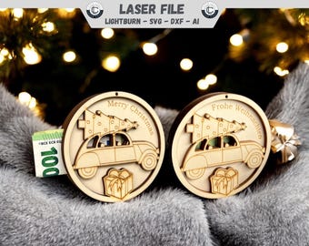 Lasergesneden bestand Geld Cadeau Kerstmis SVG, DXF, Ai