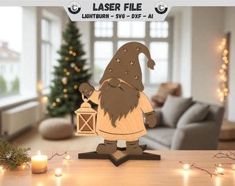 Kabouter Laser Cut-bestand Kerst Laserbestand Kerstversiering SVG Laserbestanden Kerstversiering Laser Cut-bestand SVG Laser Cut-sjabloon DXF