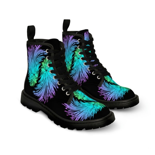 Colourful Feather Women's Canvas Boots | Womens Boots