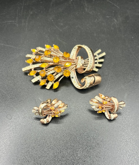 Signed Corocraft Sterling Vermeil Bouquet Brooch Earrings Set – Adolph Katz Design