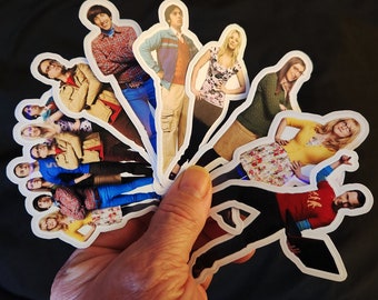 Big Bang Theory Stickers | Sheldon Leonard Penny Raj Howard Bernadette Amy | 8 Easy Peel Stickers | Laptops and Water Bottles