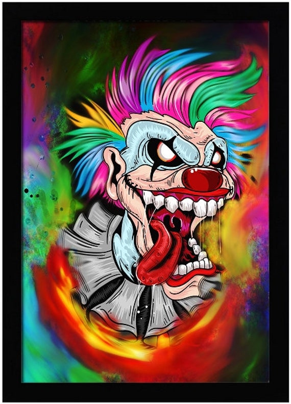 Crazy Evil Clown Poster | Colorful | Scary | Photo Lab Quality | 3