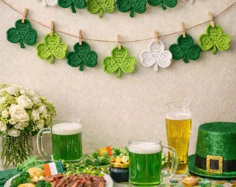 Crochet Shamrock Pattern • Easy Clover Applique & Garland (PDF Pattern)