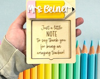 Personalized Sticky Note Holder | teacher application gift | wood note holder | teacher appreciation week