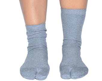 Calcetines Tabi de algodón peinado suave y sencillo - 3 pares transpirables, antifricción y alta elasticidad