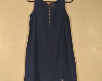 Vintage City Blues Petites Denim Overall Dress Women's Small