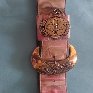 Vintage 90&#39;s Genuine Leather Western Aztec Belt Women&#39;s S/M