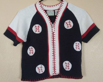 Vintage BellePointe Kids Baseball Cardigan Shirt Sweater Kids Large/6x