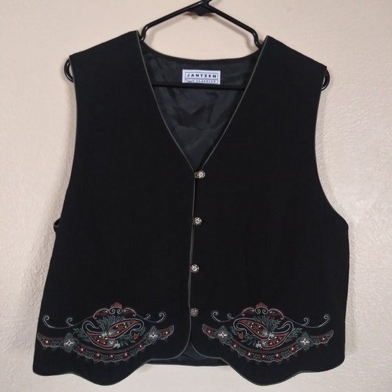 Vintage Jantzen Classics  Black Embroidered Vest W