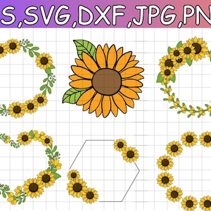 Sunflower Frame png| Floral Frame png| Frame Bundle| Sunflower Clipart| Sunflower Sublimation| Instant Download| Cricut| Sunflower Cut File