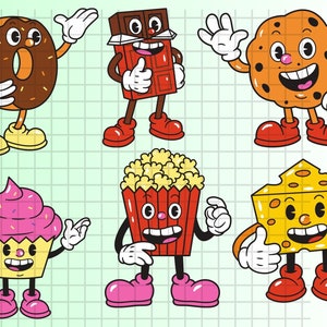 Food Cartoon Characters svg\ Digital files for Cricut\ Cartoon Food digital files for print on demand designs.