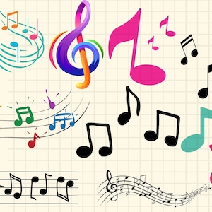 Music Notes SVG\ Guitar Note Svg\ Cut Files\ Cricut\ Clipart\ Silhouette\ Stencil\ Dxf\ Vector