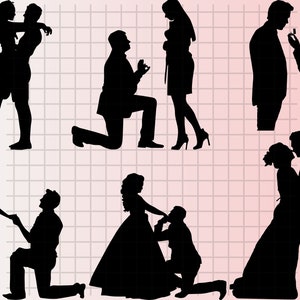 Wedding Couple Silhouettes SVG\ Wedding Svg Bundle\ Bride and Groom Svg\ Bridal Party Svg\ Save the Date Svg\ Cut File Cricut\ Silhouette