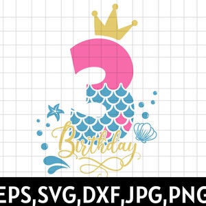 3rd Birthday SVG\ 3 Years Old Birthday Girl svg\ Birthday Party Decoration Crown\ 3 svg\ Birthday Cutting SVG File\ Cricut\ Silhouette Files