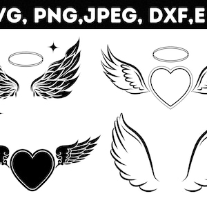 ANGEL WINGS SVG Bundle Angel Wing Sketch Png for Shirt Angel Wings Cricut Cut File Silhouette Wings Clipart Svg Png Jpg Pdf Ai Eps Dxf