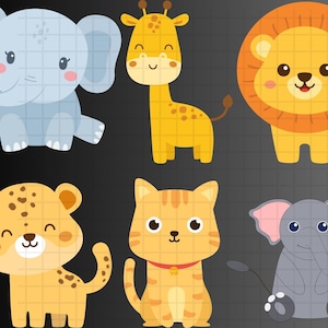 Safari animals layered SVG\ Cute african jungle animal\ cut file Cricut Silhouette\ Lion Tiger Hippo\ Giraffe\ Zebra\ Monkey\ Zoo Svg