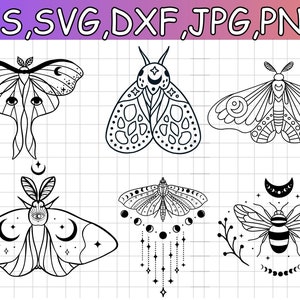 Moth svg Bundle| Celestial clipart| Star svg| Files for cricut| Insect Svg| Magic moth Svg| Boho insects Svg| Mystical clipart| Silhouette