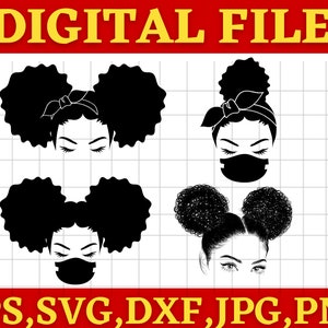 Afro Woman SVG\ Afro Girl Svg\ Afro Queen Svg\ Afro Lady Svg\ Curly Hair Svg\ Black Woman For Cricut\ For Silhouette\ Cut Files\ Dxf\ Png