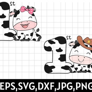 Cow number birthday svg\ 1st birthday svg\ Cow print svg\ Birthday girl Kid cow svg\ Kids cut file\ Birthday gift\ Birthday party shirt PNG