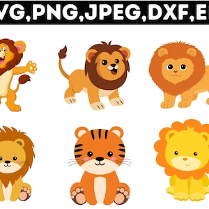 Baby Lion fascio svg/Cricut cut file/a strati/Silhouette/Leone set svg/Leone bundle dxf/Leone set dxf/Animale della giungla set svg/Clipart.
