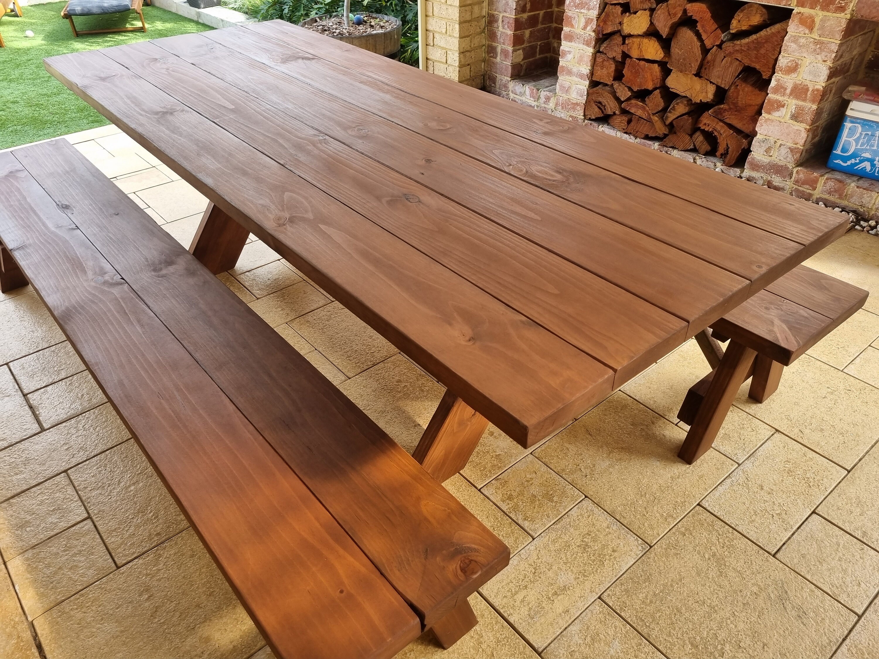 Beautiful, Solid and Rustic Alfresco Treated Pine Tables and Bench ...