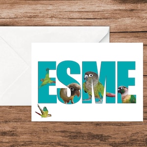 Green cheek conure name 5x7" card
