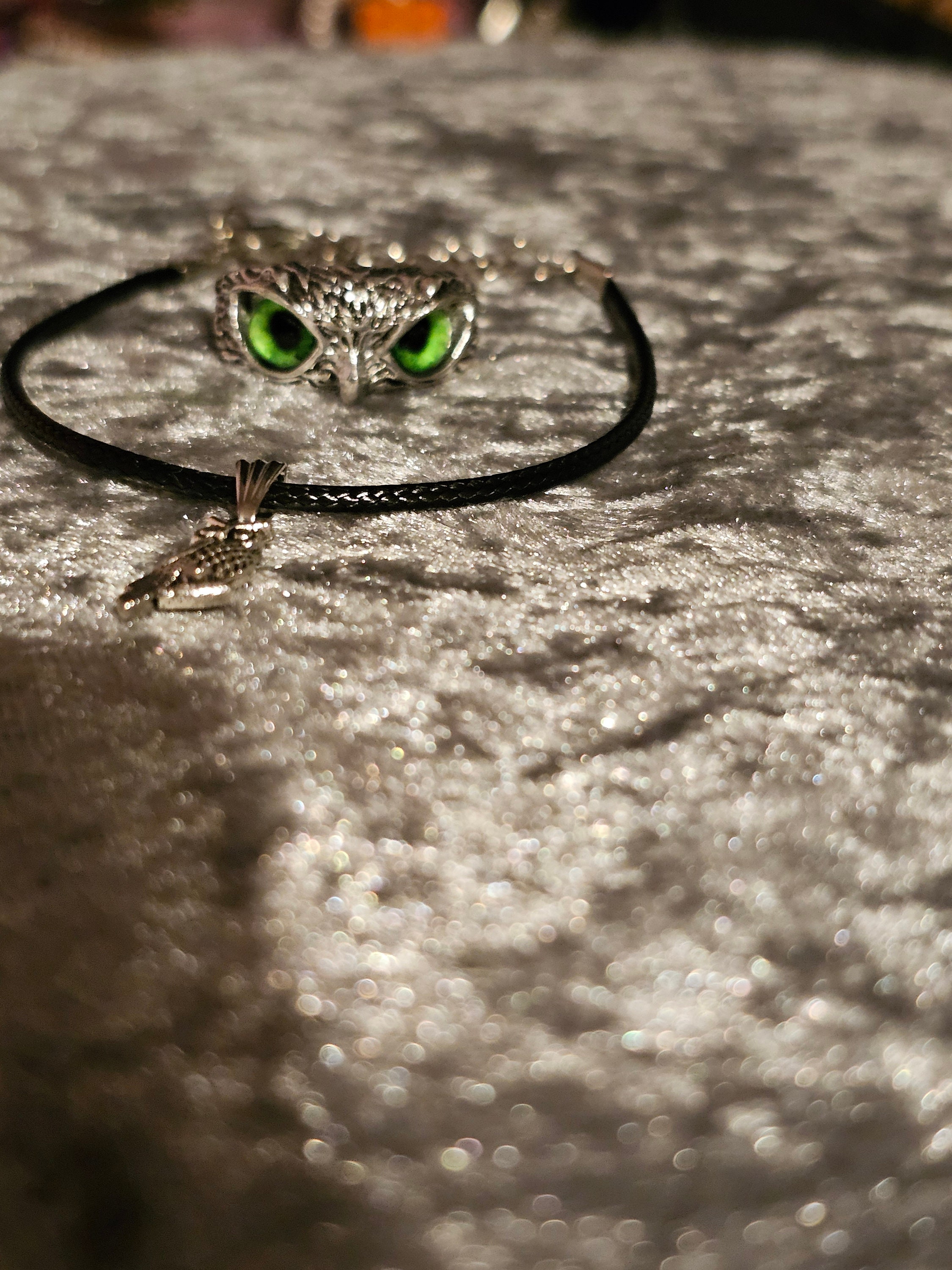 Owl bracelet and owl eye ring set