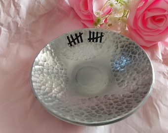 10 cm aluminium kom, 10 telstreepjes, 10-jarig jubileum, cadeau voor haar, cadeau voor hem, tinnen jubileumcadeau, huwelijksjubileum