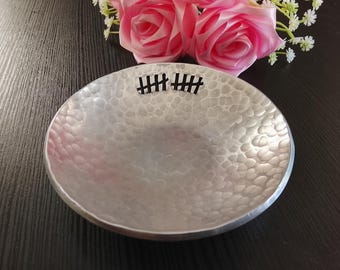 10 cm aluminium kom, 10 telstreepjes, 10-jarig jubileum, cadeau voor haar, cadeau voor hem, tinnen jubileumcadeau, huwelijksjubileum