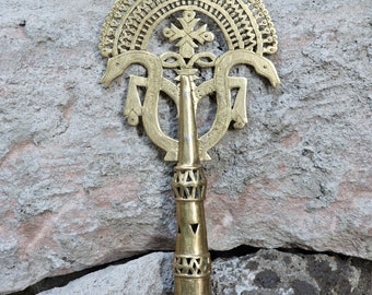 Ethiopian Orthodox Brass Processional Cross African Christian Art Souvenir