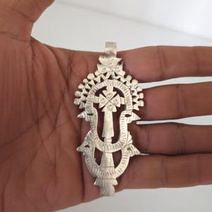 Ethiopian Lalibela Cross Pendant Intricate Silver-Toned Coptic Orthodox Religious Art