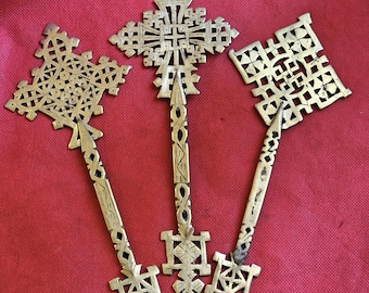 Vintage Ethiopian Brass Orthodox Crosses African Christian Art Souvenir Coptic Ethiopia