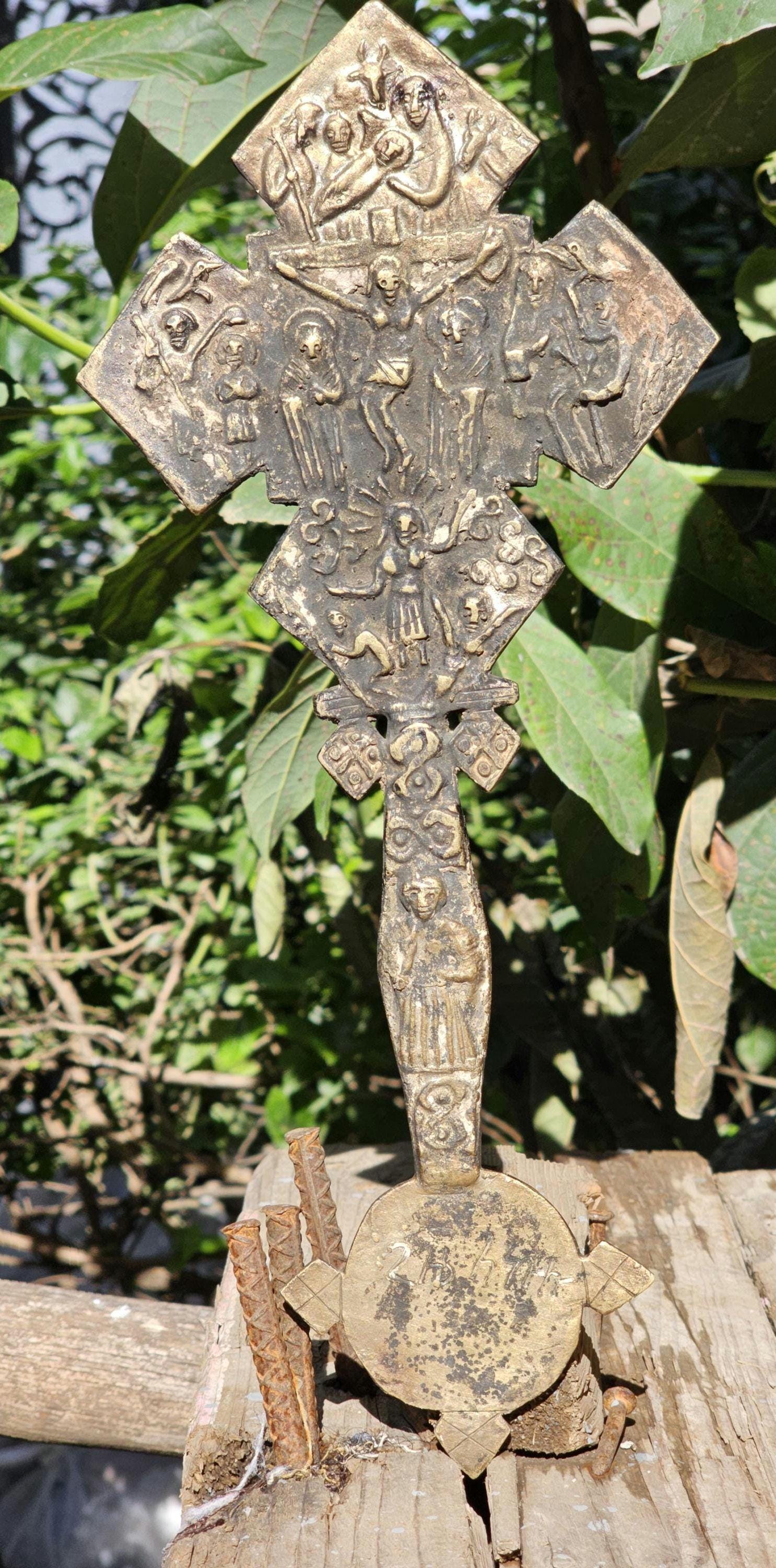 Antique Ethiopian Orthodox Processional Cross African Christian Art Souvenir