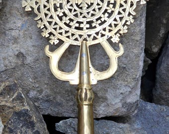 Ethiopian Orthodox Brass Processional Cross African Christian Art Souvenir