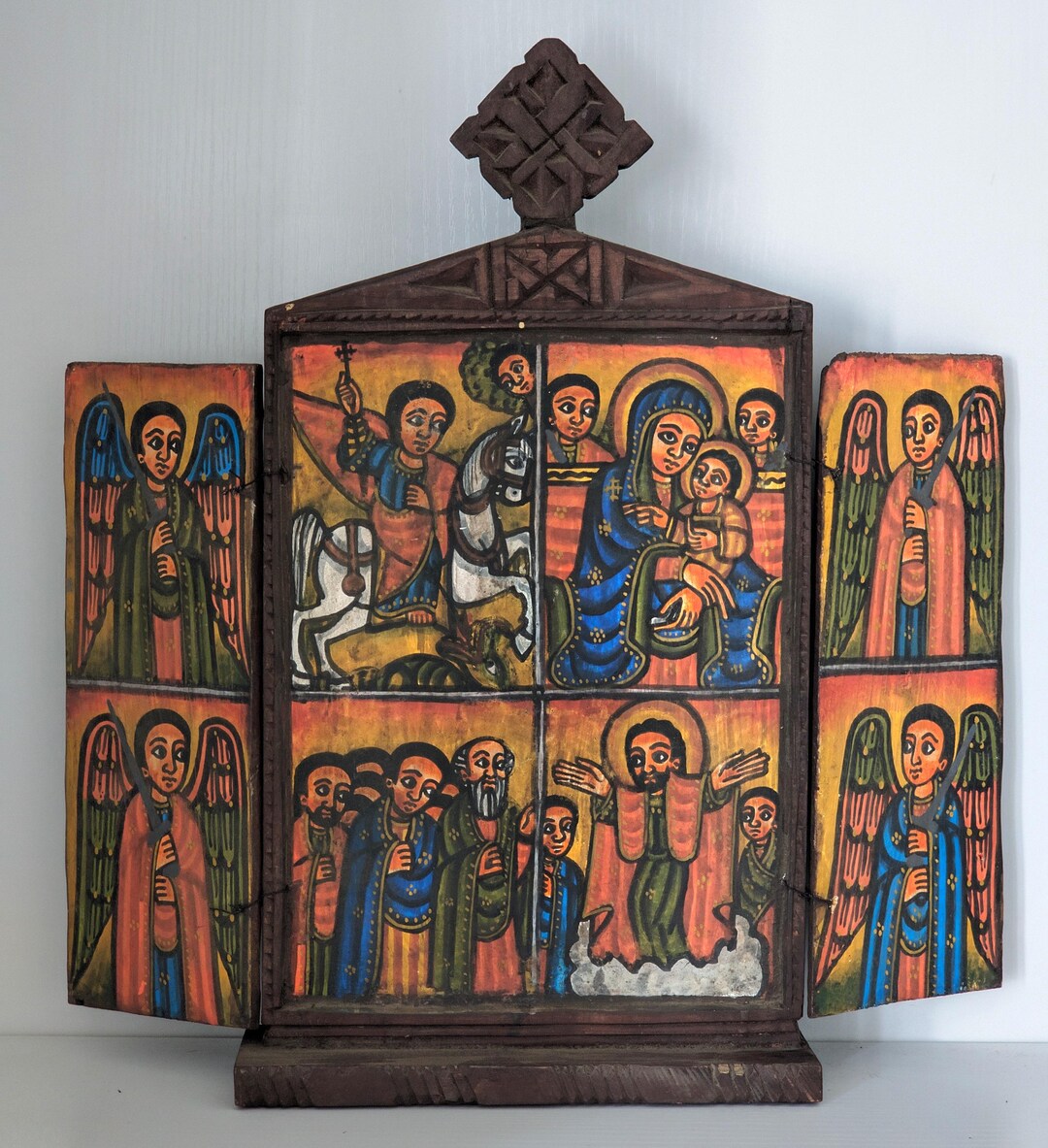 Ethiopian Orthodox Wood Icon Hand-painted Hand Carved Coptic Wall ...