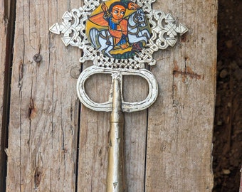 Ethiopian Orthodox Hand Painted Processional Cross African Christian art souvenir