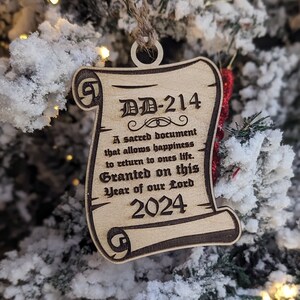 DD-214 Personalized Christmas/Holiday Tree Ornament - Perfect for Any Veteran of Any US Military Branch