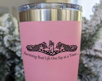 Personalized Navy Submarine Dolphins Engraved Tumbler Military Spouse Gift Navy PCS Gift Navy Chief Wife Gift US Navy Officer Boat Life Gift