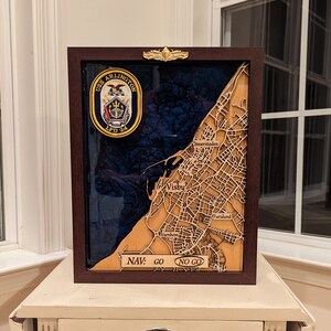 Visby Schweden personalisierte Epoxidharz Landkarte - perfektes Geschenk für Oberflächenkrieg oder Sailor Abschied / Ruhestand