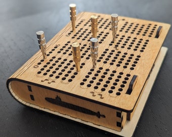 Travel Cribbage Board - Living Hinge - Personalized this Handheld Board for your Submariner - Perfect for Deployments and Underways