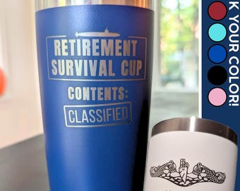 Custom Military Retirement Gift for Him Submariner Tumbler Navy Chief Military Spouse Gift Navy Wife Gift Funny Submarine Gift Navy Mom Gift