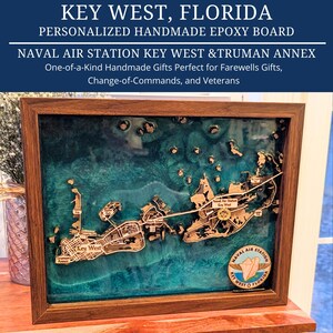 Gepersonaliseerde Key West Florida kaart aangepaste onderzeeër vlieger cadeau militair pensioen cadeau Marine veteraan nautisch decor Naval Air Station NAS