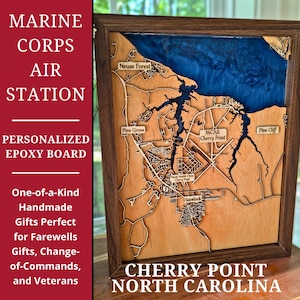Personalisierte Marine Corps Geschenk MCAS Cherry Point Epoxy Karte North Carolina Geschenk Enlisted Geschenk USMC Offizier Abschied Geschenk Milspouse