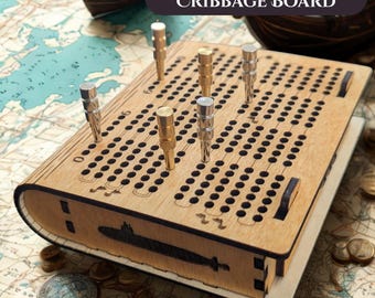 Personalized Travel Cribbage Board Submarine Gift Navy Chief Deployment Gift for Him Navy Boyfriend Gift Military Husband Gift Navy PCS