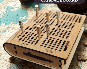 Personalized Travel Cribbage Board - Living Hinge - Made for Submariners