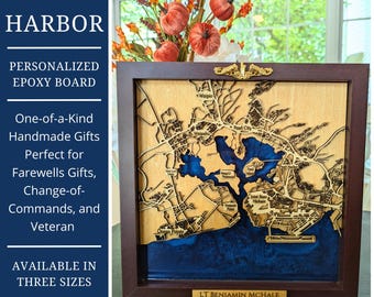 Carte personnalisée de Pearl Harbor, Hawaii, cadeau d&#39;adieu militaire, cadeau d&#39;ancien combattant, cadeau de retour au pays, cadeau pour conjoint d&#39;un militaire, design Pearl Harbor, chef de la marine